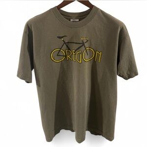Vintage Men’s Oregon Bicycle Olive Green Graphic T-Shirt Size Large
